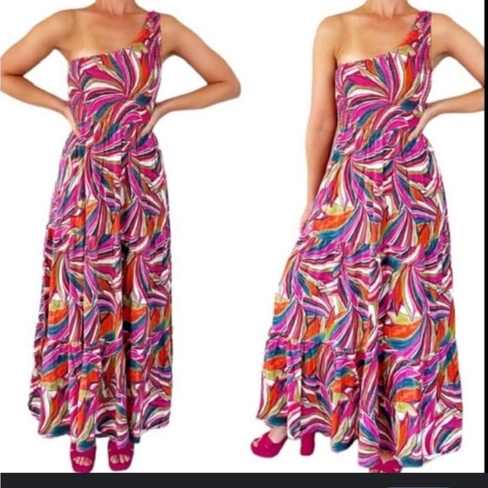 Anthropologie Abel the Label Kelissa one shoulder maxi sundress medium m pink